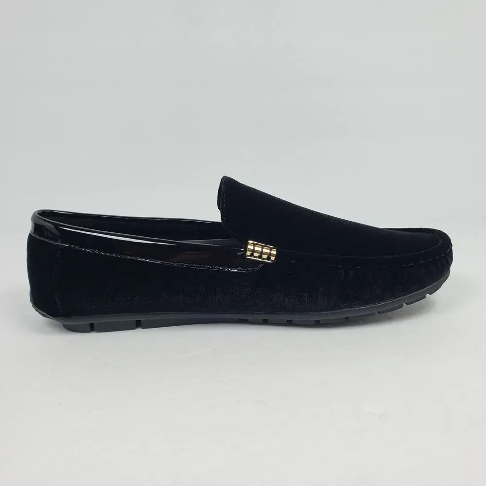 Amali Jace Mens Sz 13 Black Velvet Slip On Fashion Driving Moccasin Loafer Shoes